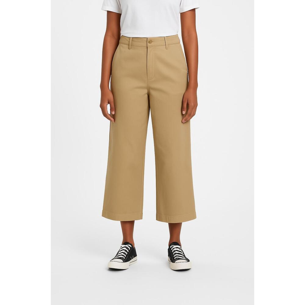 GAP Tan High Rise Wide Leg‎ Crop Chino Pants Cotton Unisex Size 14